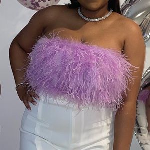 ClubLondon Lavender Feather Bandeau Top